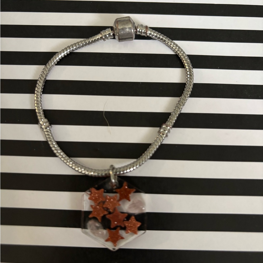 Vintage Silver and Tiger eye Star Charm Bracelet